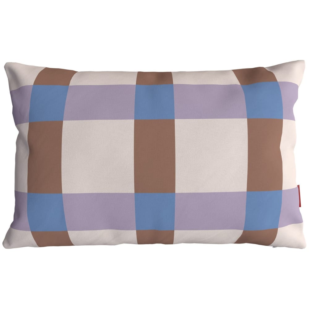 Housse de coussin extérieur 30x50 cm motif carreaux lila