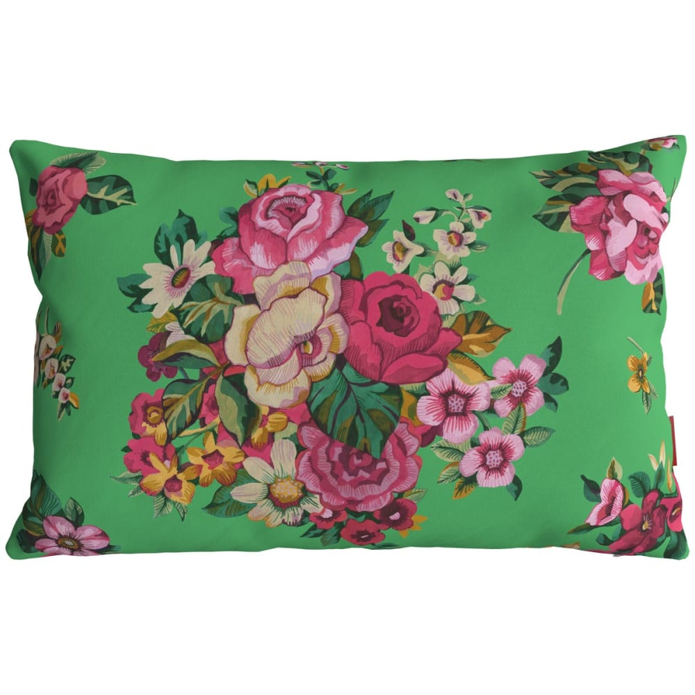 Housse de coussin extérieur 30x50 cm motif fleuri vert