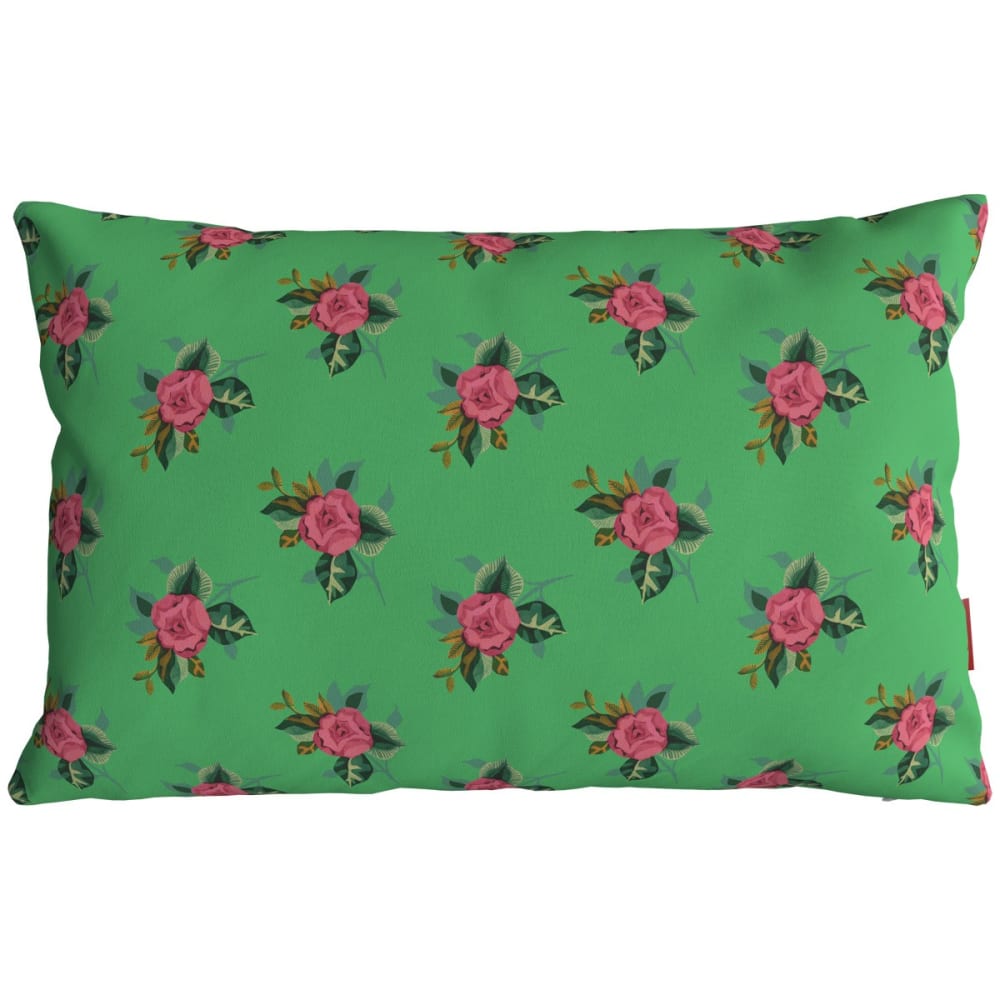 Housse de coussin extérieur 30x50 cm motif fleuri vert