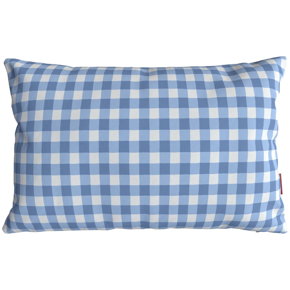 Housse de coussin extérieur 30x50 cm motif vichy bleu