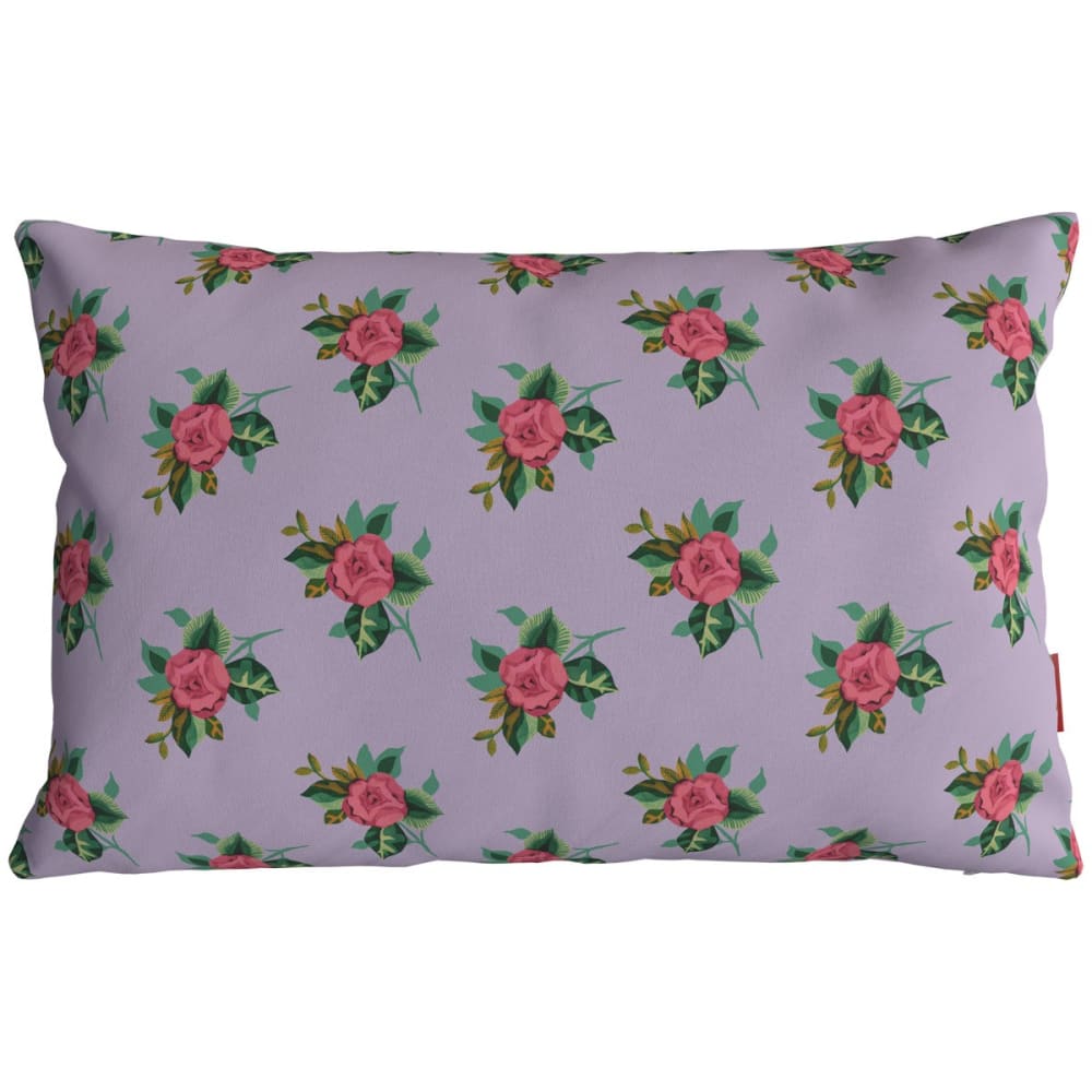 Housse de coussin extérieur 30x50 cm motif fleuri lila
