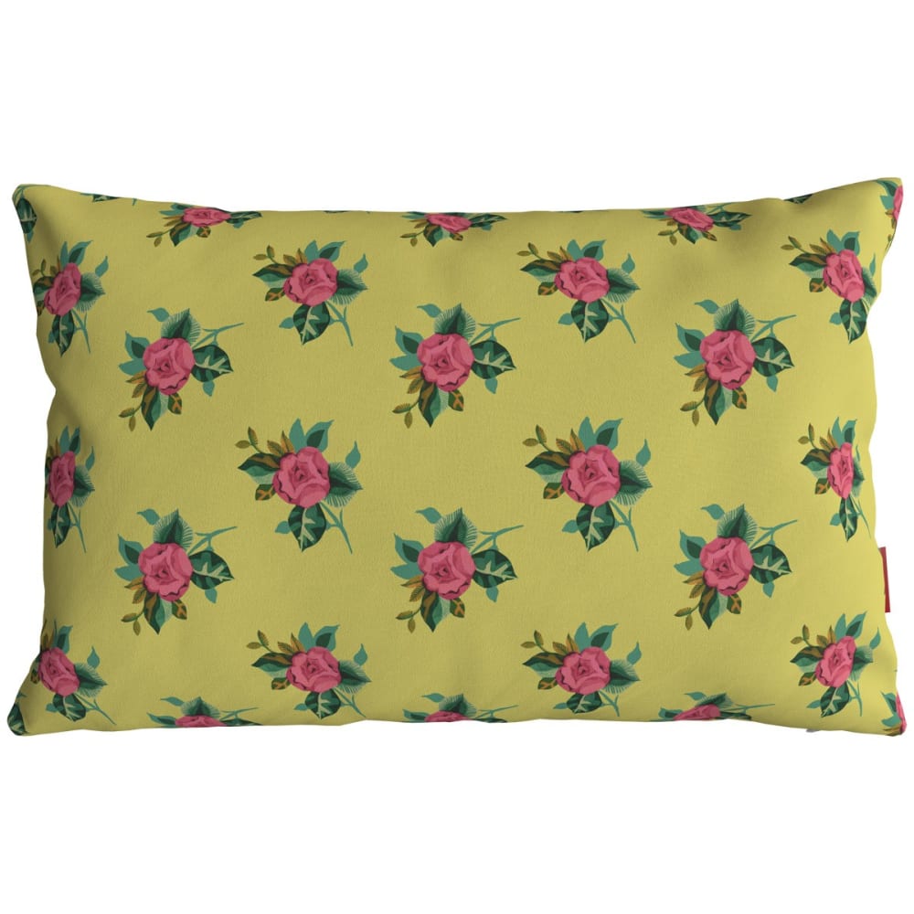 Housse de coussin extérieur 30x50 cm motif fleuri jaune