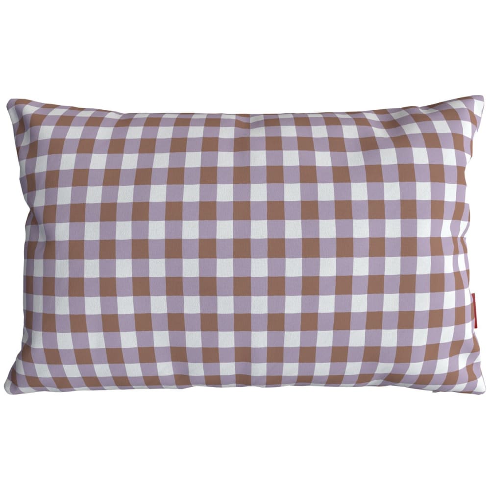 Housse de coussin extérieur 30x50 cm motif vichy lila
