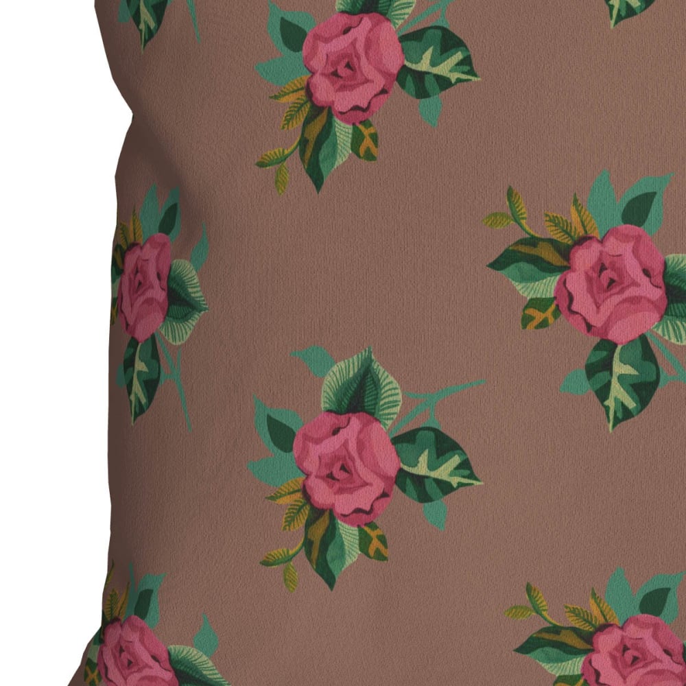 Housse de coussin extérieur 30x50 cm motif fleuri moka - Maisons du Monde