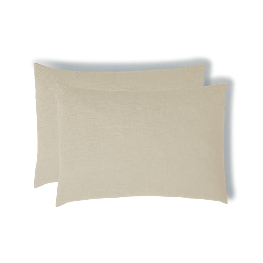 Taie d'oreiller (x2) gaze de coton sable 50x70