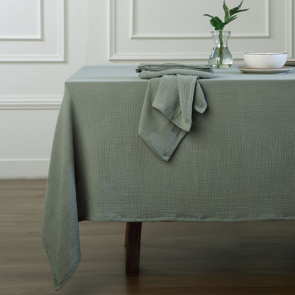 Nappe gaze de coton 150x300 vert céladon