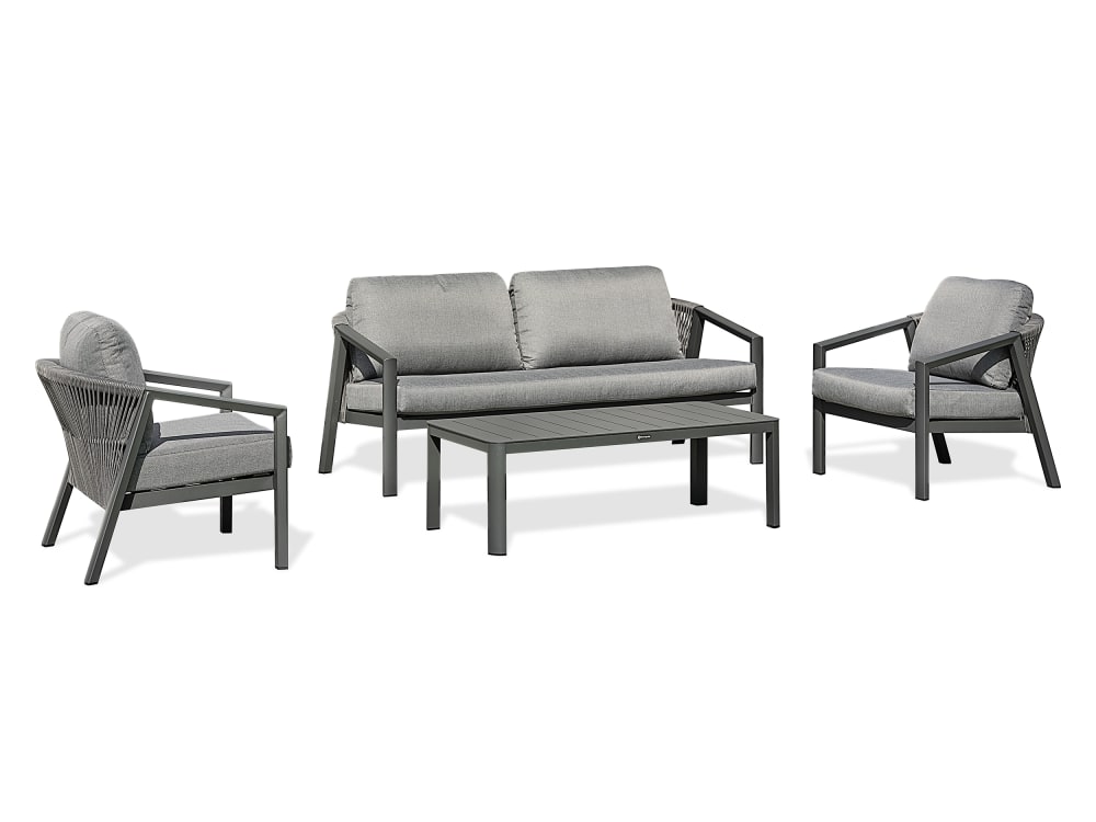 Salon bas de jardin 5 places - Gris anthracite
