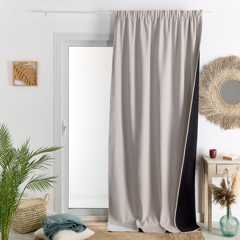 Rideau thermique phonique et semi occultant à galons fronceurs