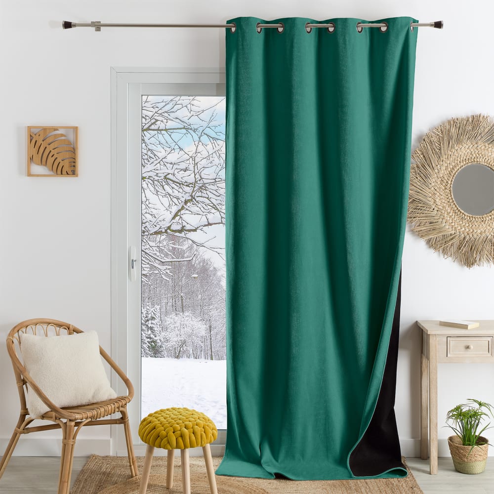Rideau thermique phonique et semi occultant  flanelle/polyester