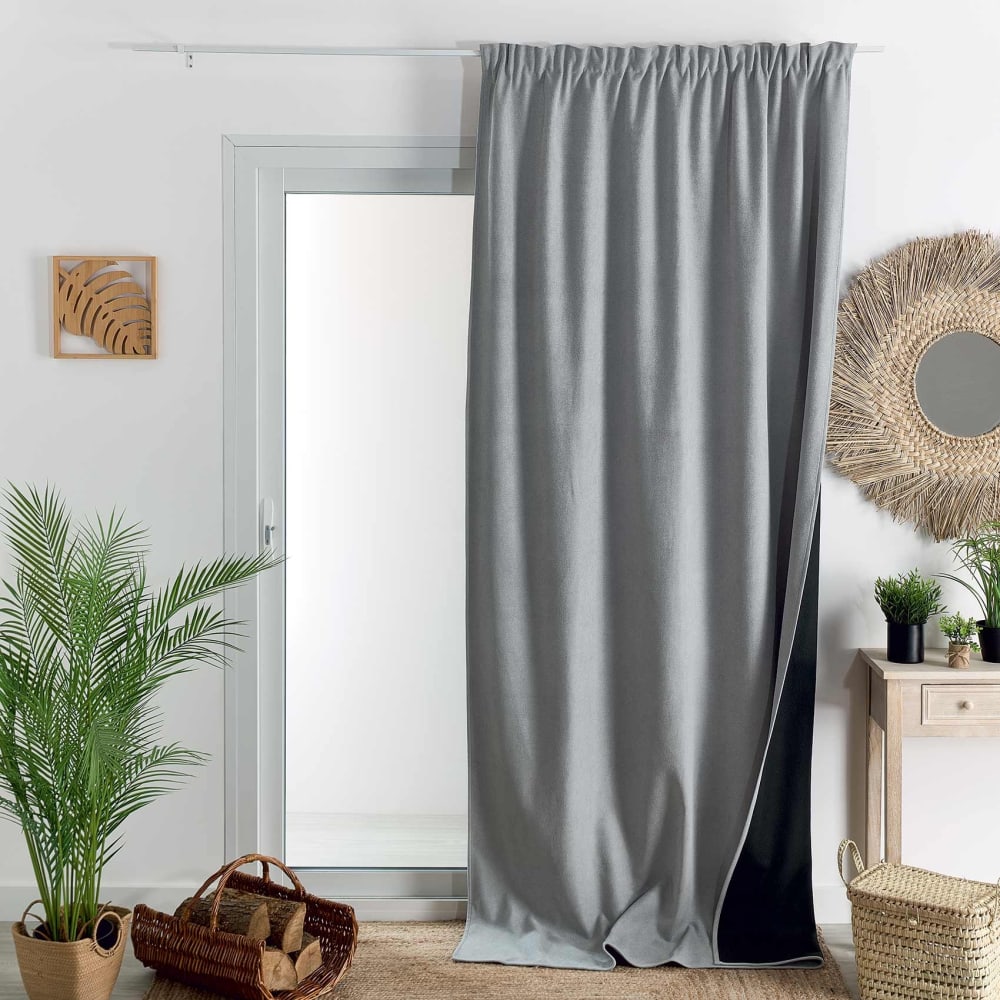 Rideau thermique phonique et semi occultant à galons fronceurs