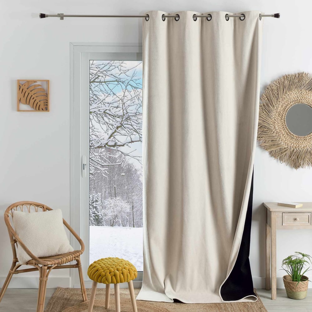 Rideau thermique phonique et semi occultant  flanelle/polyester