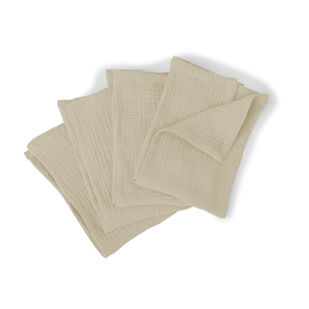 Lot de 4 serviettes de table gaze de coton 40x40 sable