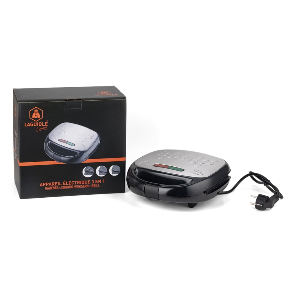 Appareil électrique 3 en 1 (gaufre - croque-moniseur - grill)