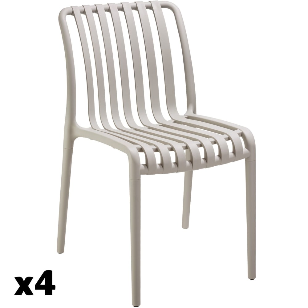 Lot 4 chaises de jardin résistantes intempéries empilables taupe