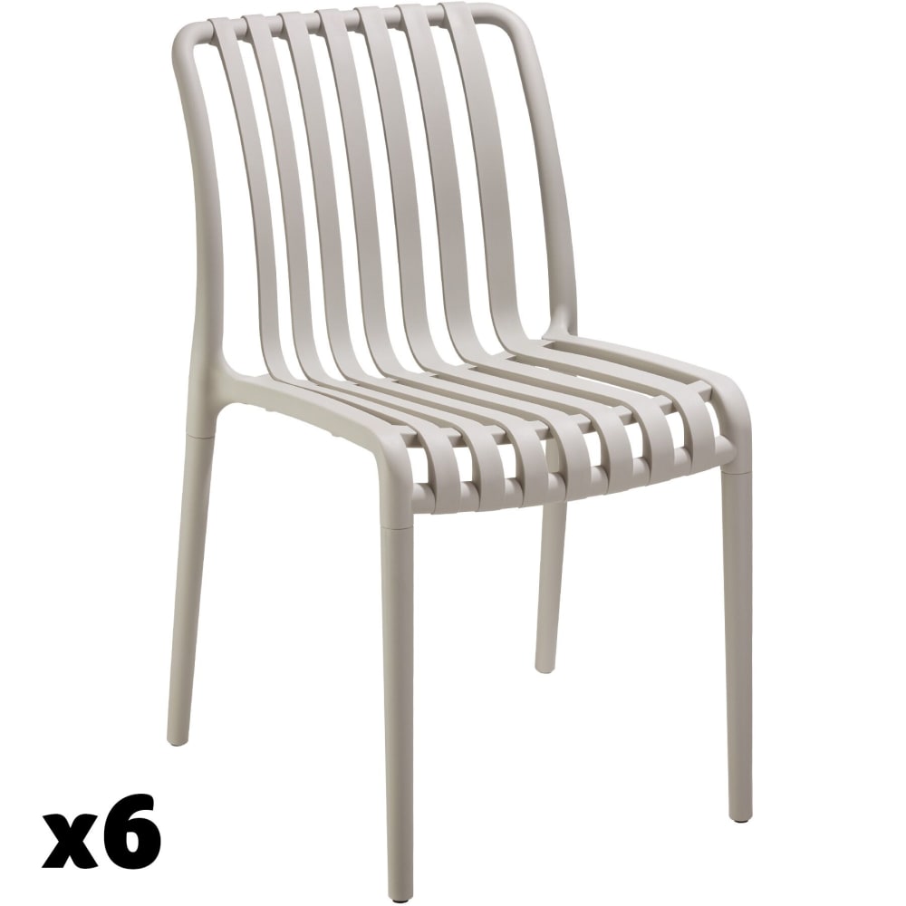 Lot 6 chaises de jardin résistantes intempéries empilables taupe