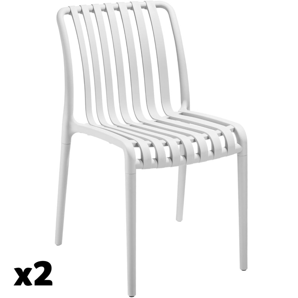 Lot 2 chaises de jardin résistantes intempéries empilables crème