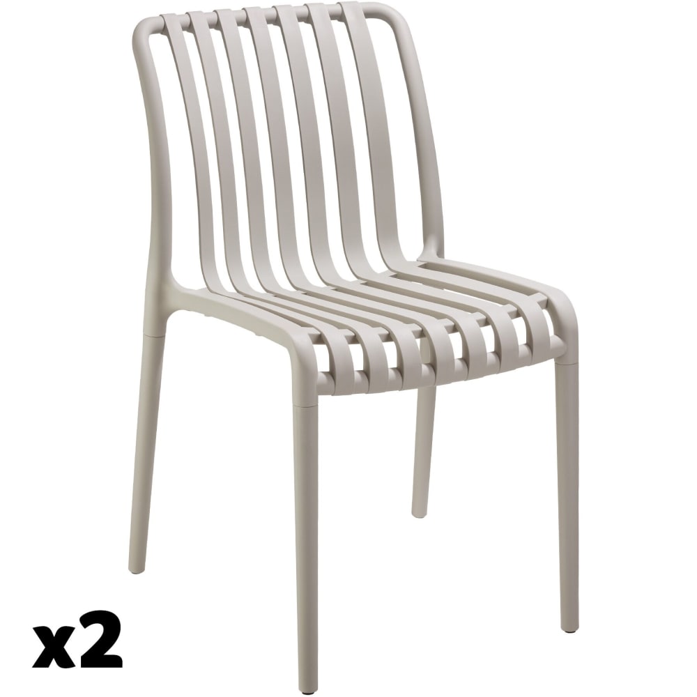 Lot 2 chaises de jardin résistantes intempéries empilables taupe
