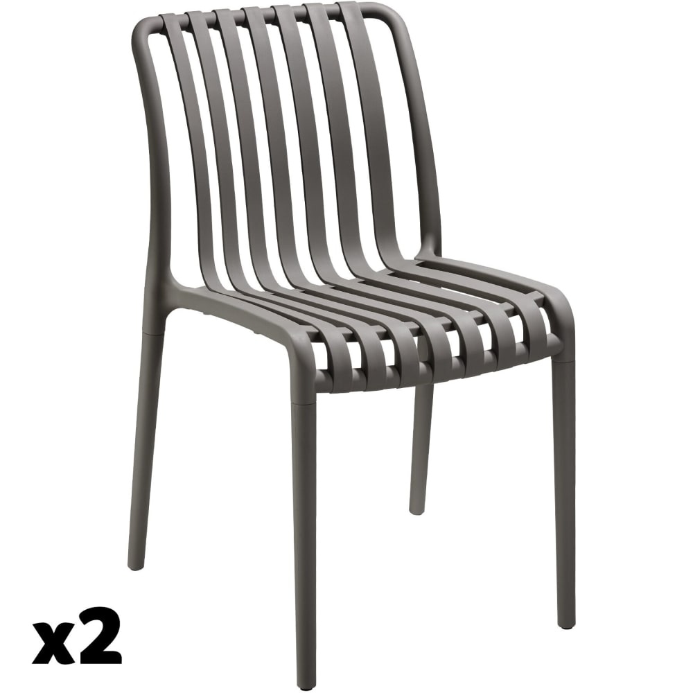 Lot 2 chaises de jardin résistantes intempéries empilables anthracite