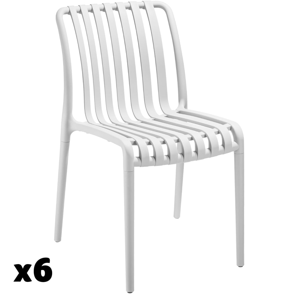 Lot 6 chaises de jardin résistantes intempéries empilables crème
