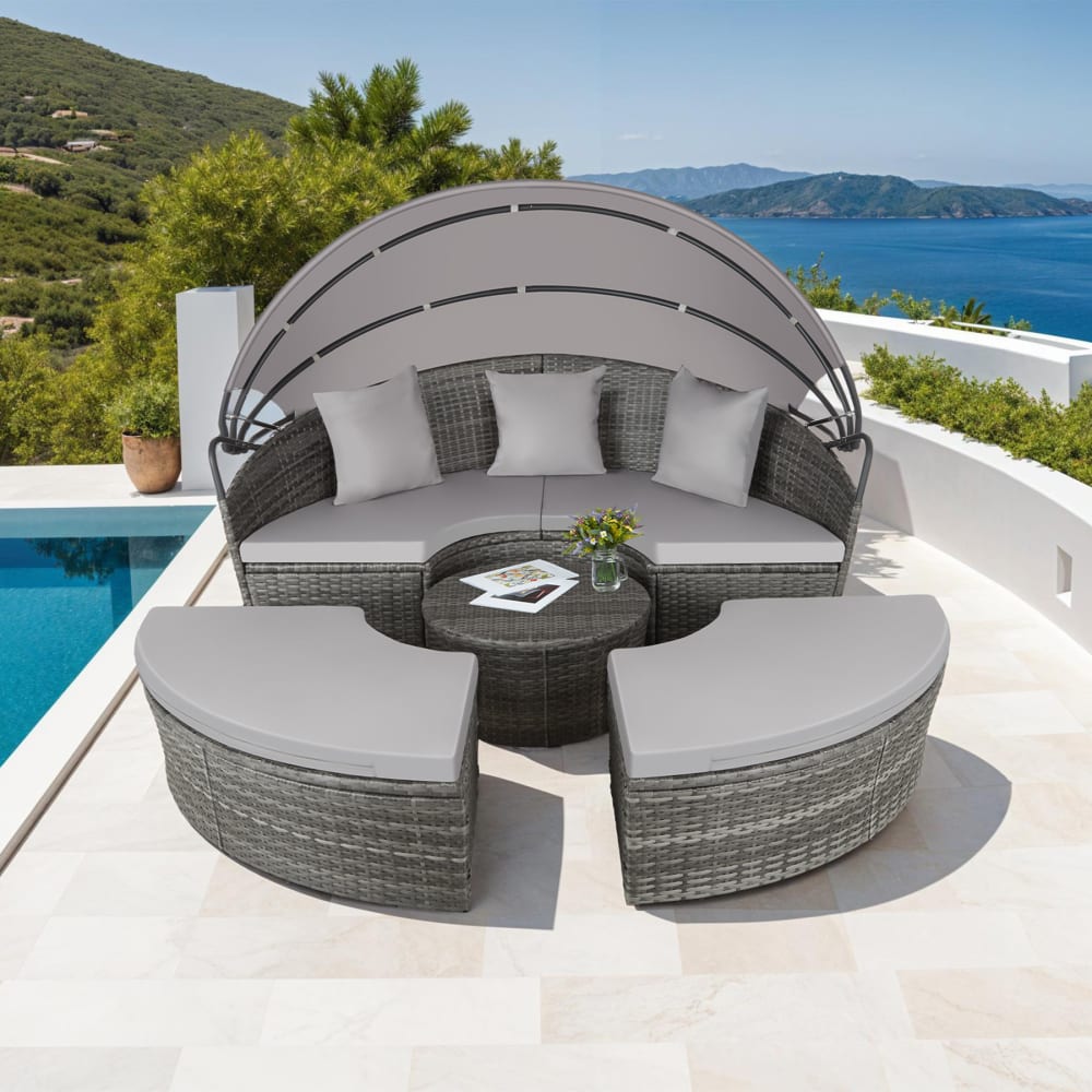 Bain de soleil rond au Design contemporain luxueux gris