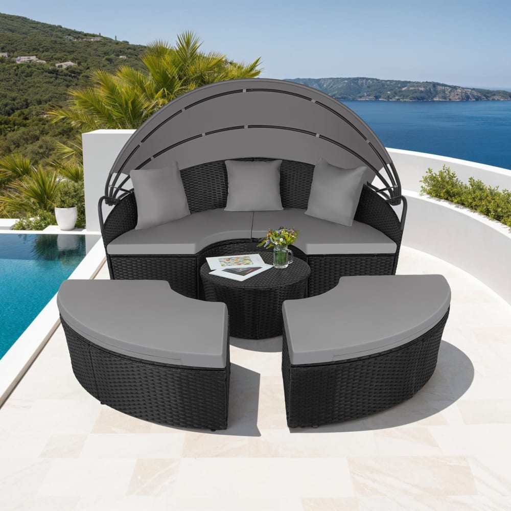 Bain de soleil rond au Design contemporain luxueux noir