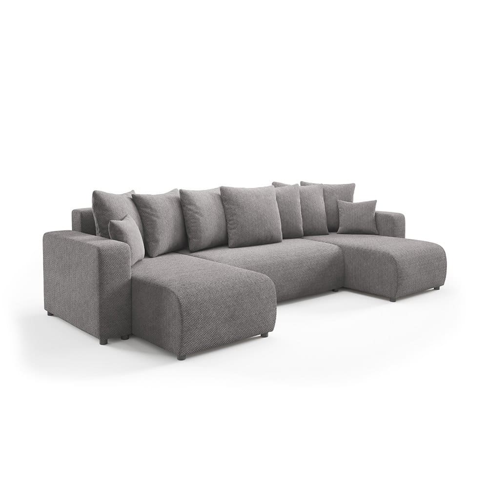 Canapé panoramique 6 places en tissu gris foncé