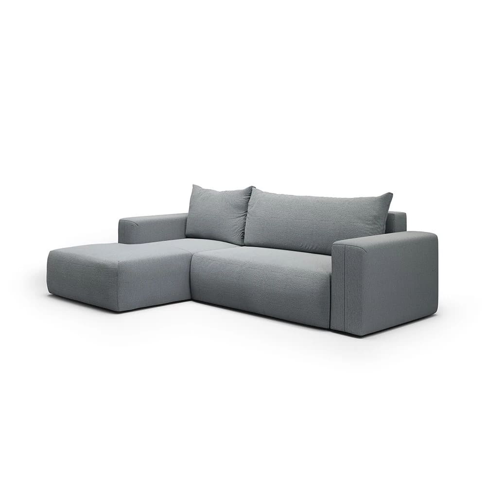 Canapé d'angle gauche convertible 4 places en tissu gris clair