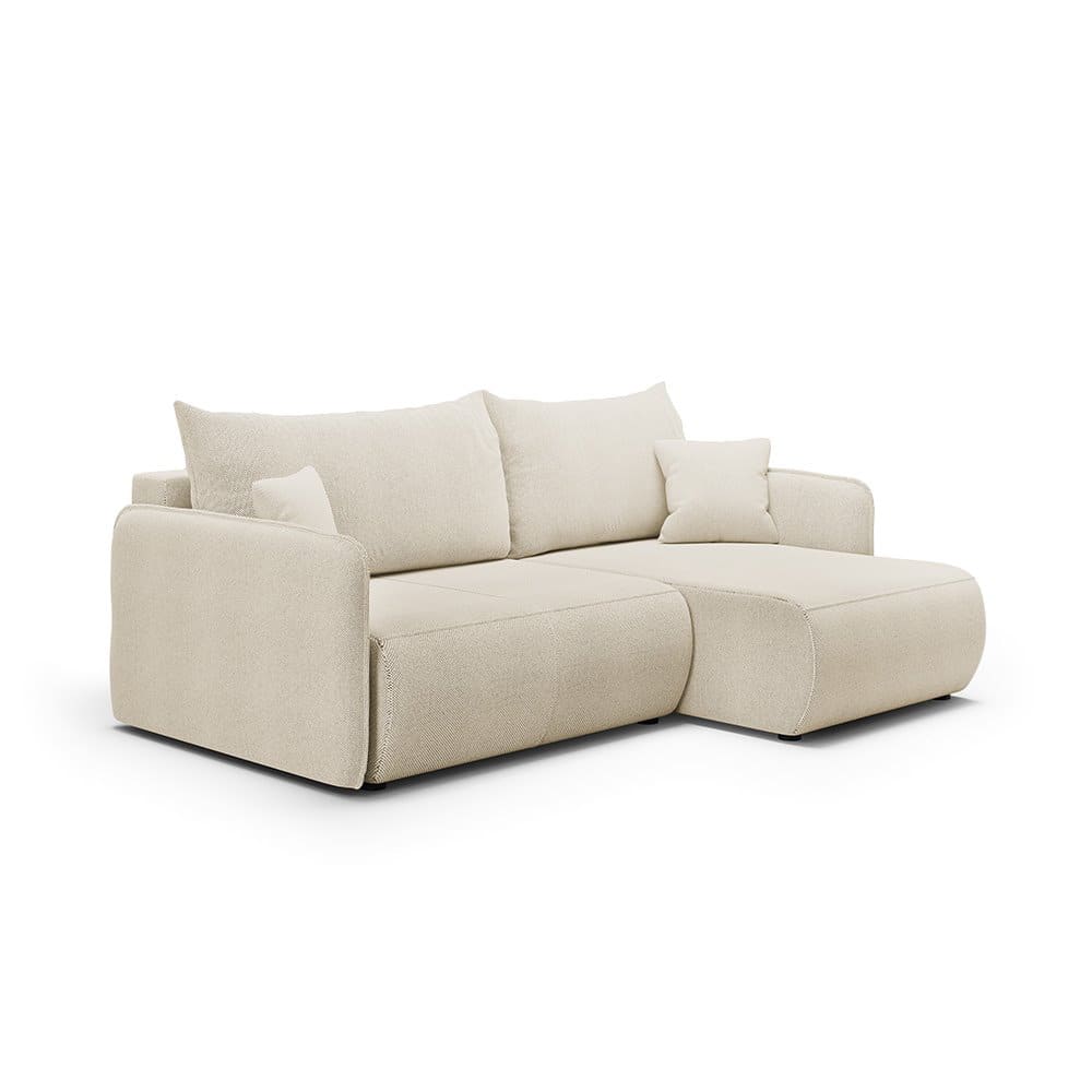 Canapé d'angle droit 4 places en tissu beige