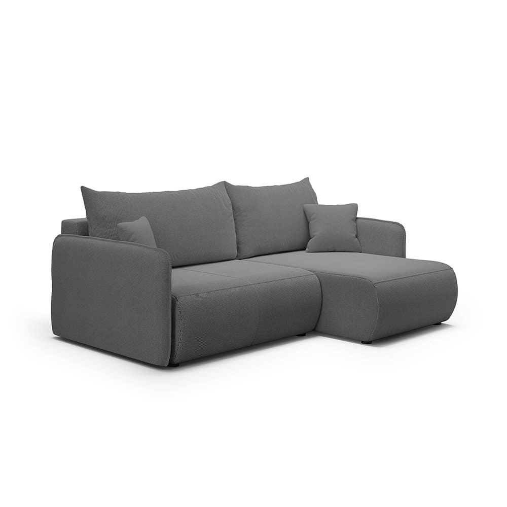 Canapé d'angle droit 4 places en tissu gris