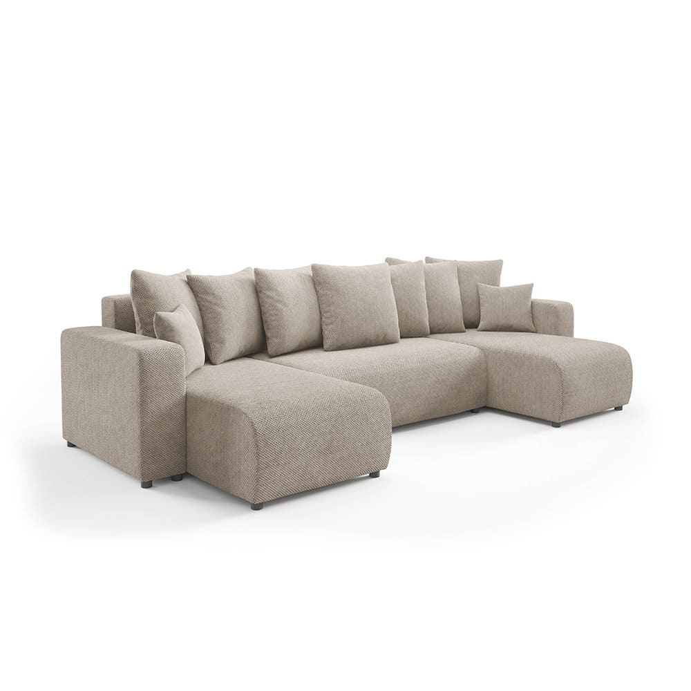 Canapé panoramique 6 places en tissu beige Canapé panoramique 6 places en tissu beige