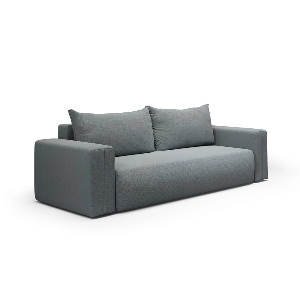 Canapé droit convertible droit 3 places en tissu gris