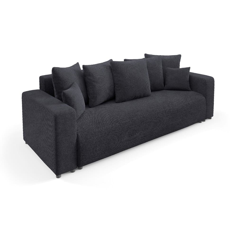 Canapé droit convertible 3 places en tissu noir