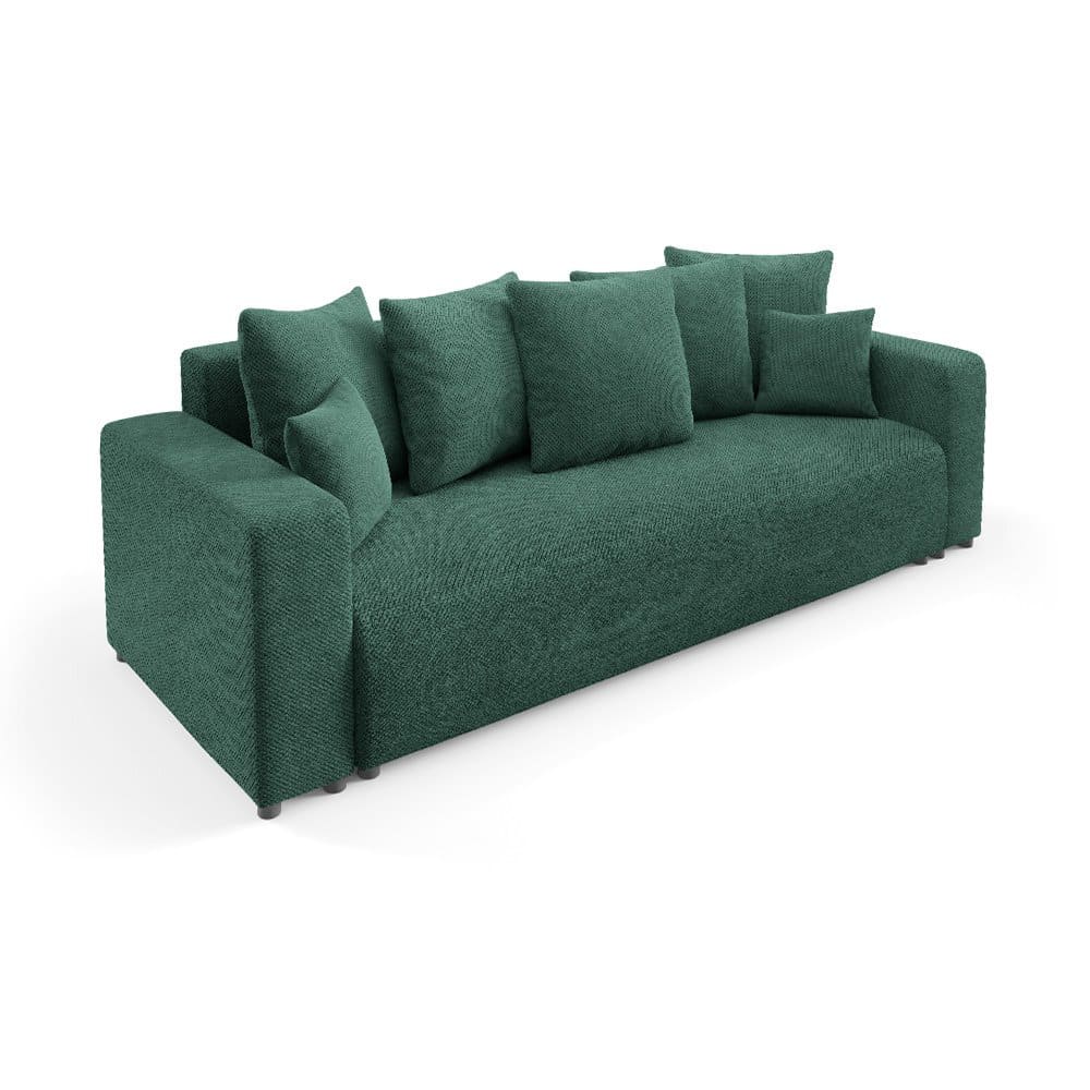 Canapé droit convertible 3 places en tissu vert