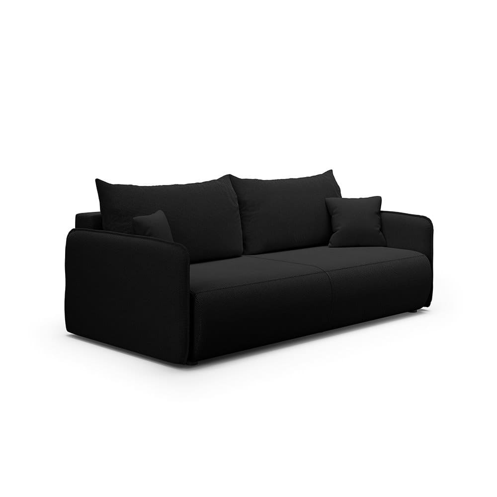 Canapé droit 3 place en tissu noir
