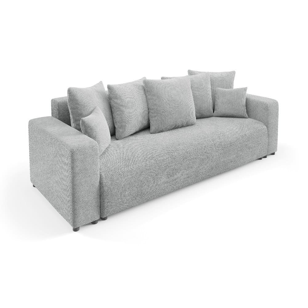 Canapé droit convertible 3 places en tissu gris