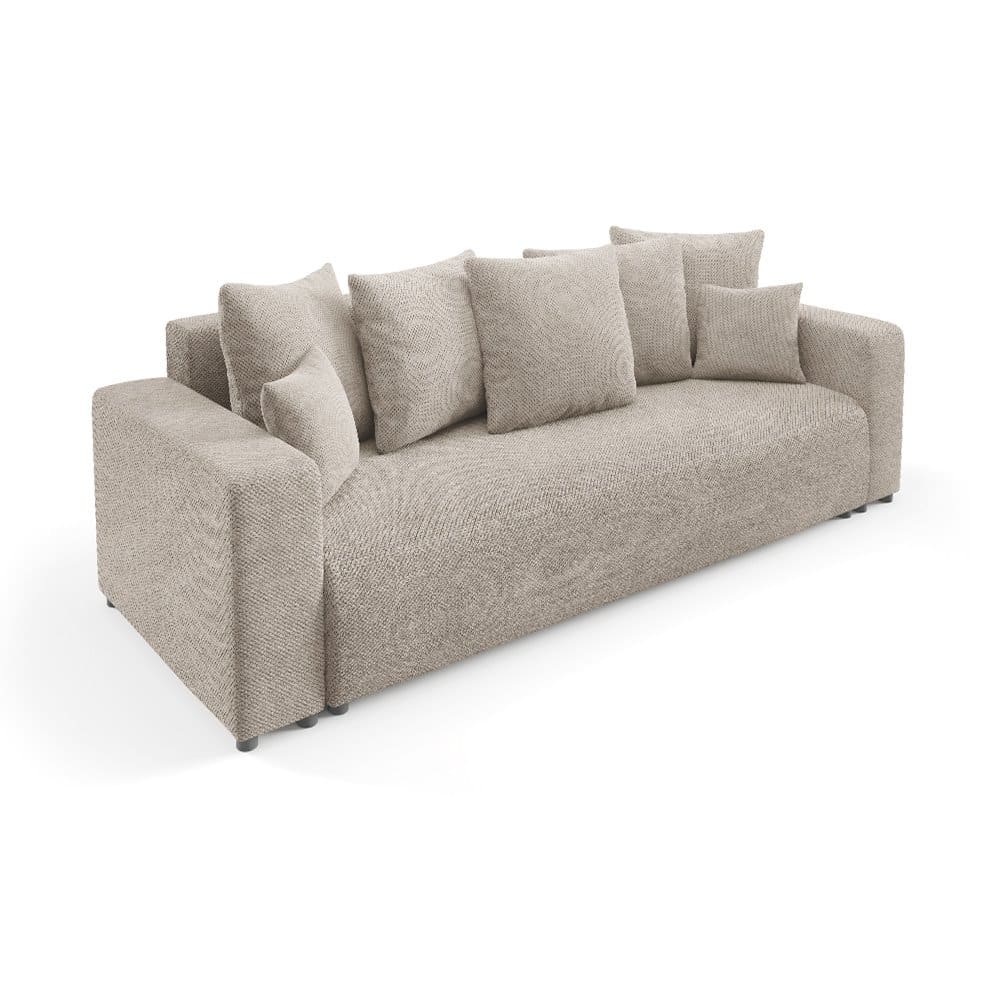 Canapé droit convertible 3 places en tissu beige Canapé droit convertible 3 places en tissu beige