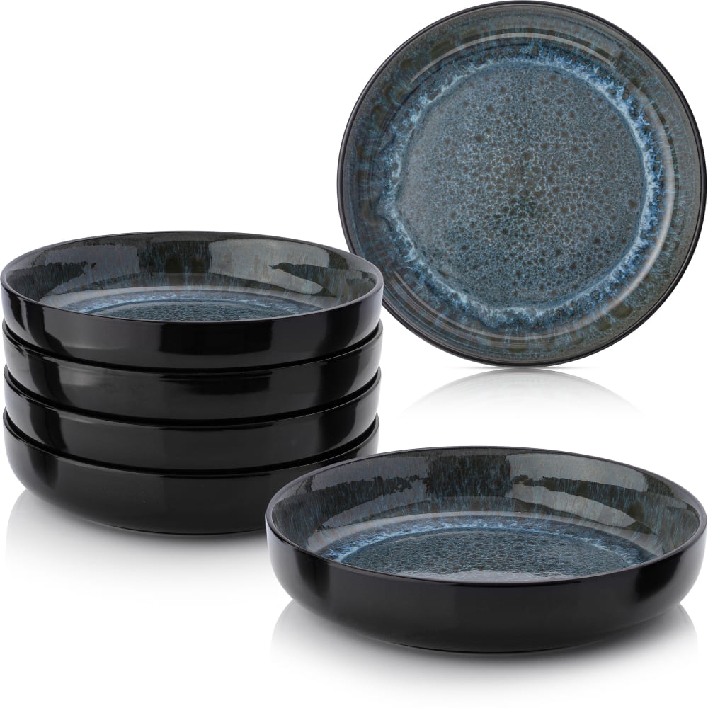 SÄNGER 6er Set Pastaschale aus Steingut, blau style vintage - Keramik