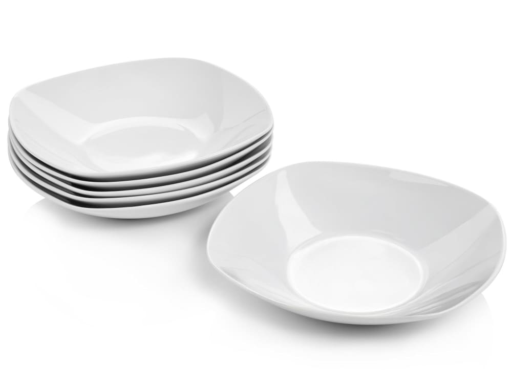 SÄNGER 6er Set Suppenteller aus Porzellan, weiß style modern - Porzellan