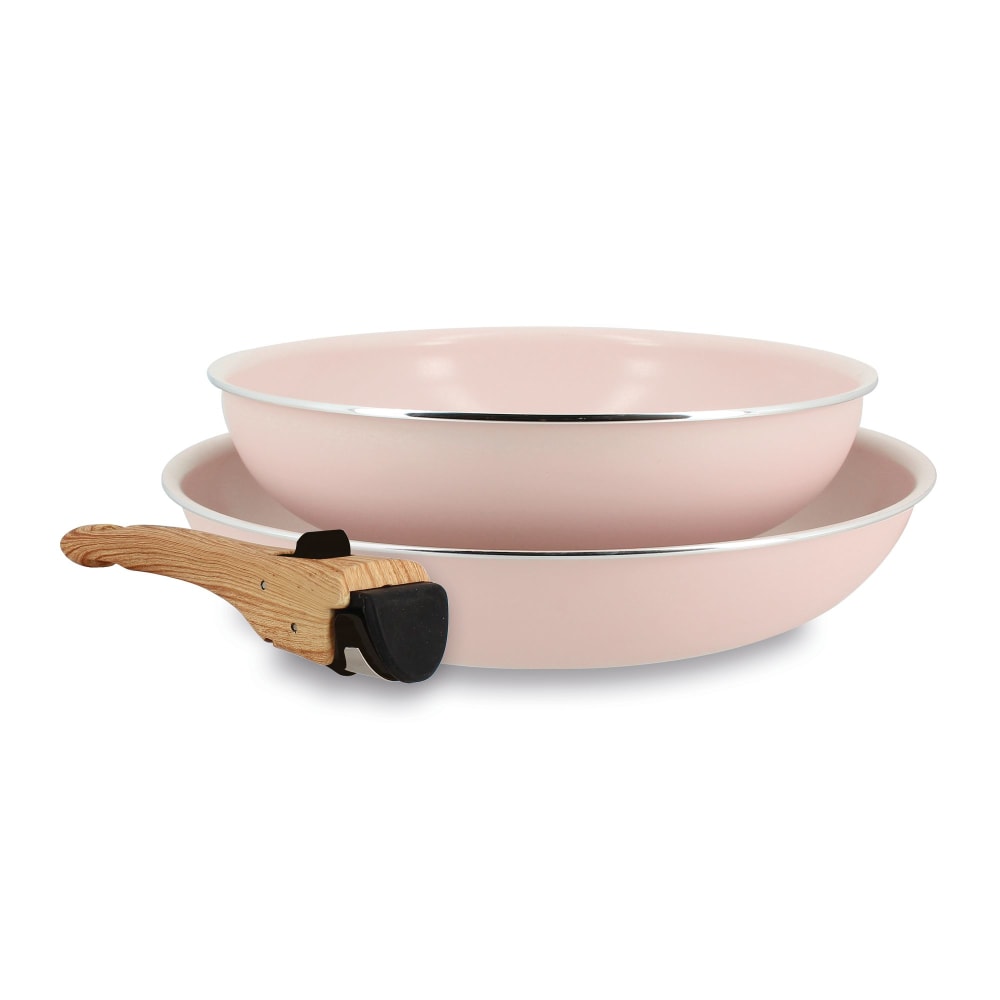 Lot de 2 poêles revêtement céramique rose - tous feux