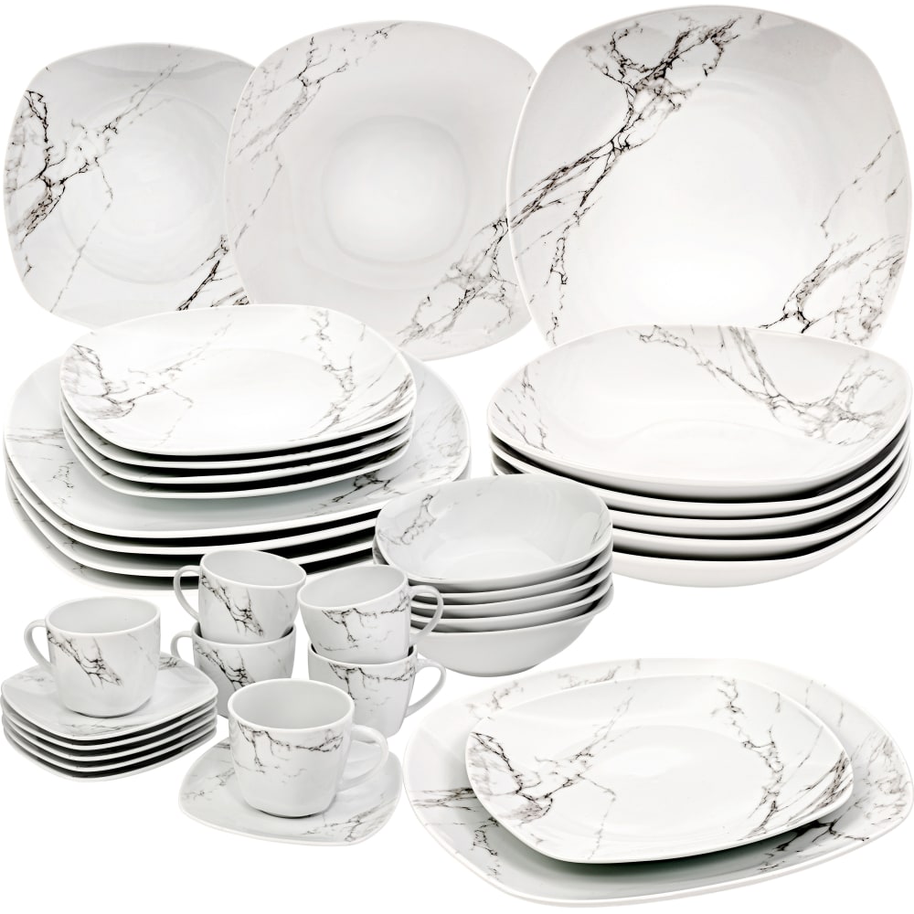 SÄNGER 36-teiliges Tafelservice aus Porzellan, weiß style modern - Porzellan