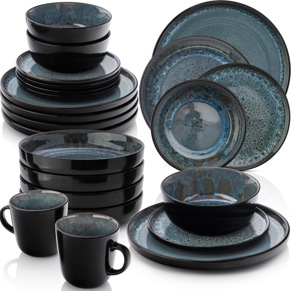 SÄNGER 30-teiliges Kombiservice aus Steingut, blau style vintage - Keramik