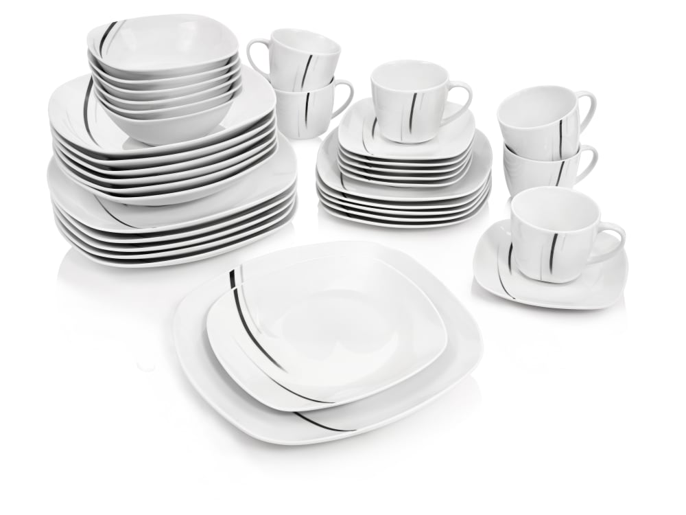 SÄNGER 36-teiliges Tafelservice aus Porzellan, weiß style modern - Porzellan