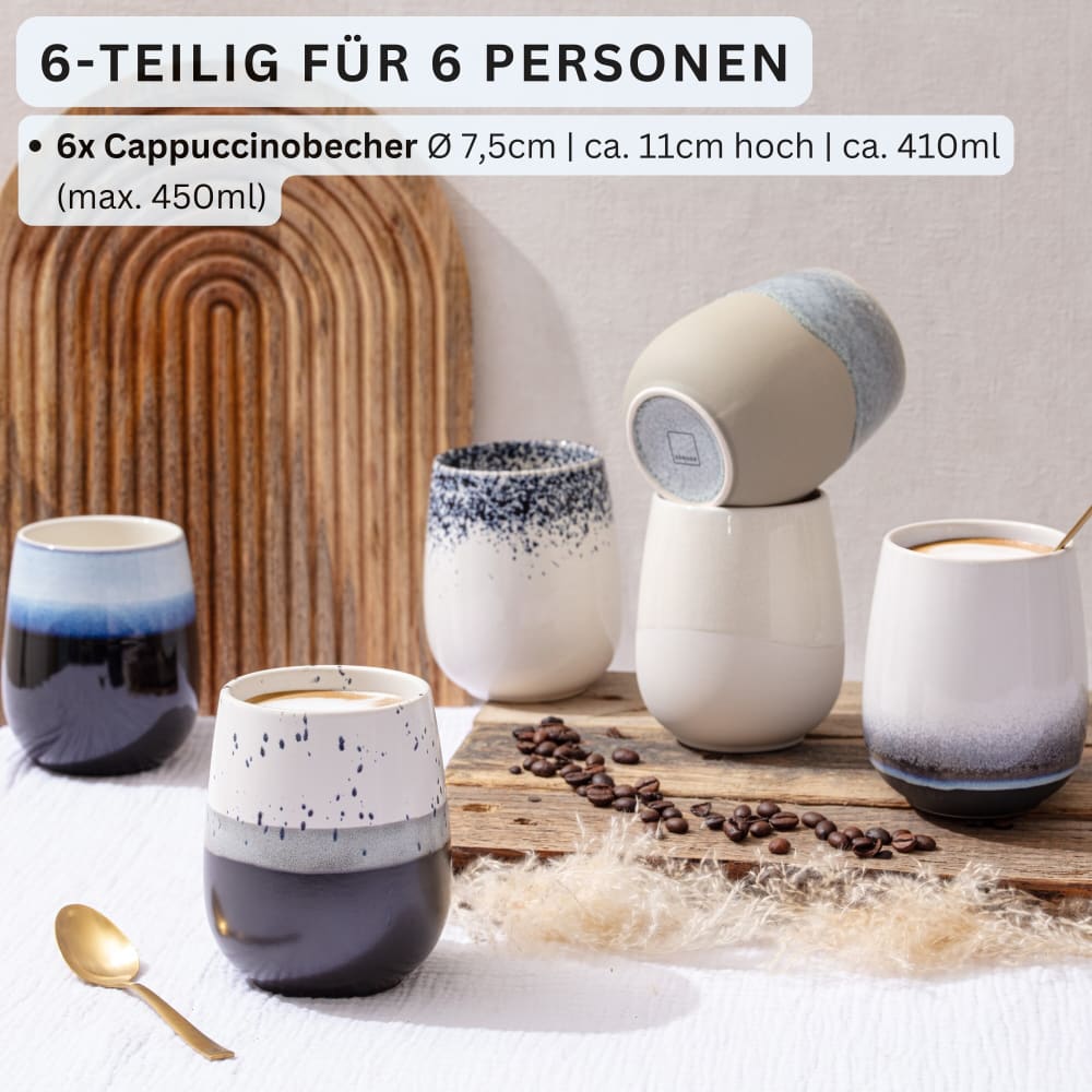 6er Set Kaffeebecher aus Steingut, mehrfarbig - Maisons Du Monde