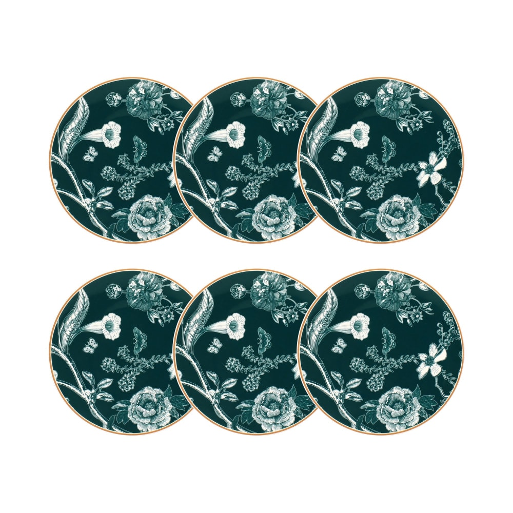 Lot de 6 assiettes à dessert en porcelaine vert 20cm