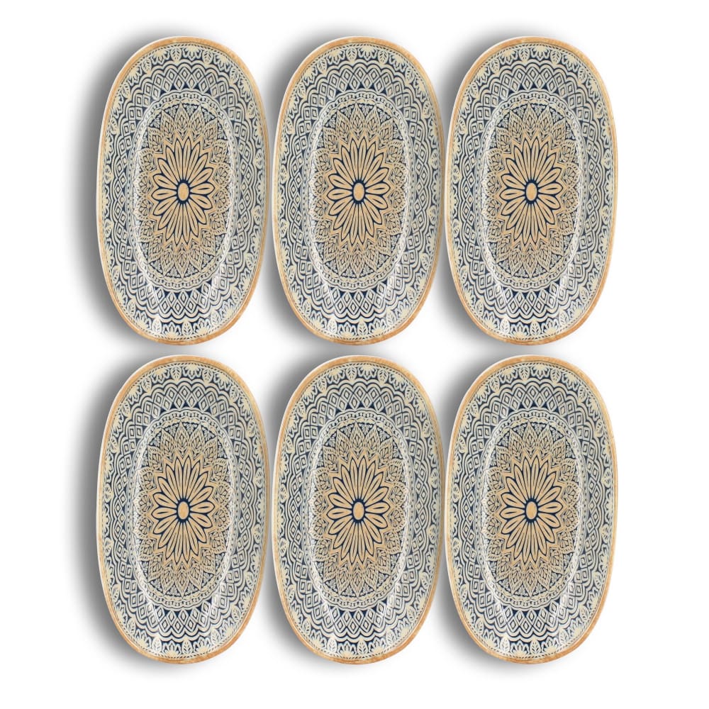 Lot de 6 assiettes de présentation en porcelaine bleue 18,5cm