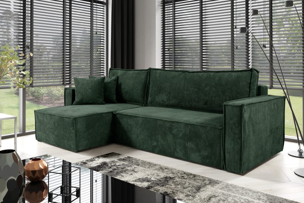 Ecksofa mit Schlaffunktion Cord Grün - Maisons Du Monde