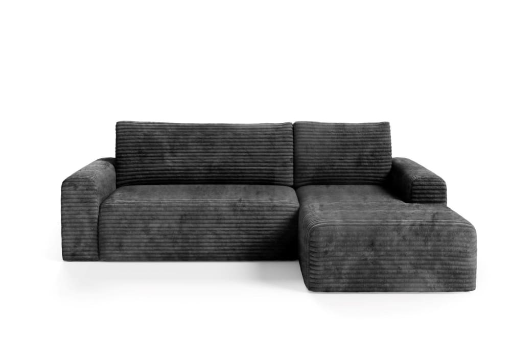 Furnisell Ecksofa mit Schlaffunktion Cord Schwarz style modern Schwarz Pes - Polyester
