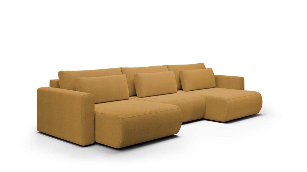 Furnisell Ecksofa mit Schlaffunktion 5 Sitzer U Gelb style modern Gelb Pes - Polyester