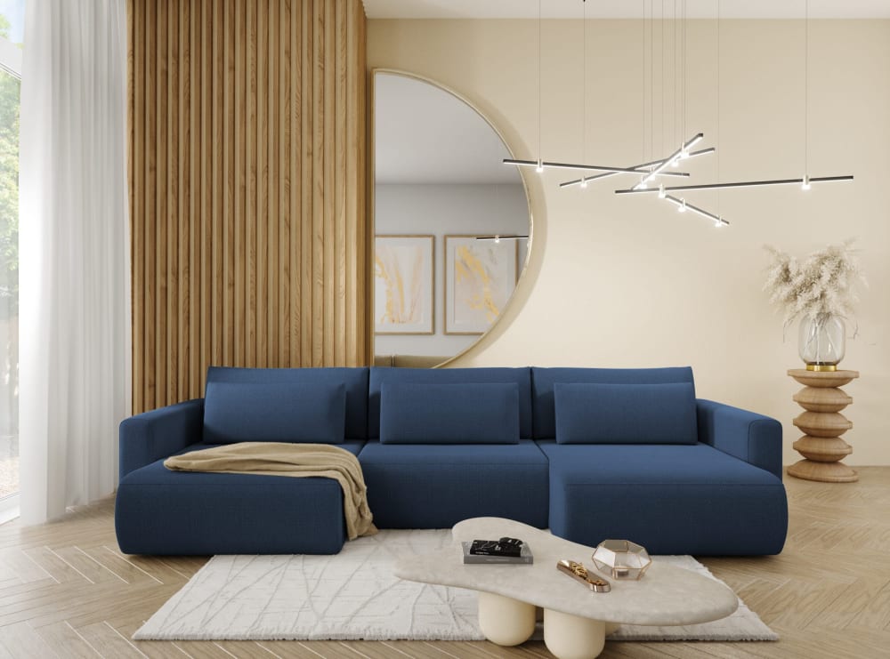 Ecksofa mit Schlaffunktion 5 Sitzer U Blau - Maisons Du Monde