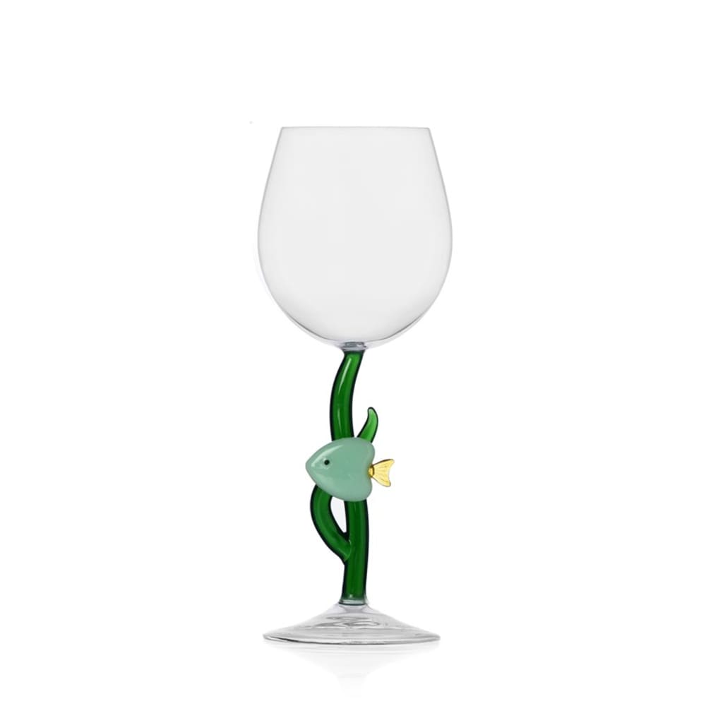 Verre à pied poisson vert transparente
